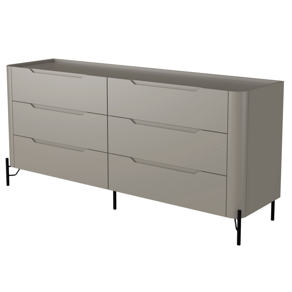 Cômoda Para Quarto Closet Orgânica 6 Gavetas Pés Industrial Preto Bliss I03 Grigio - Lyam Decor