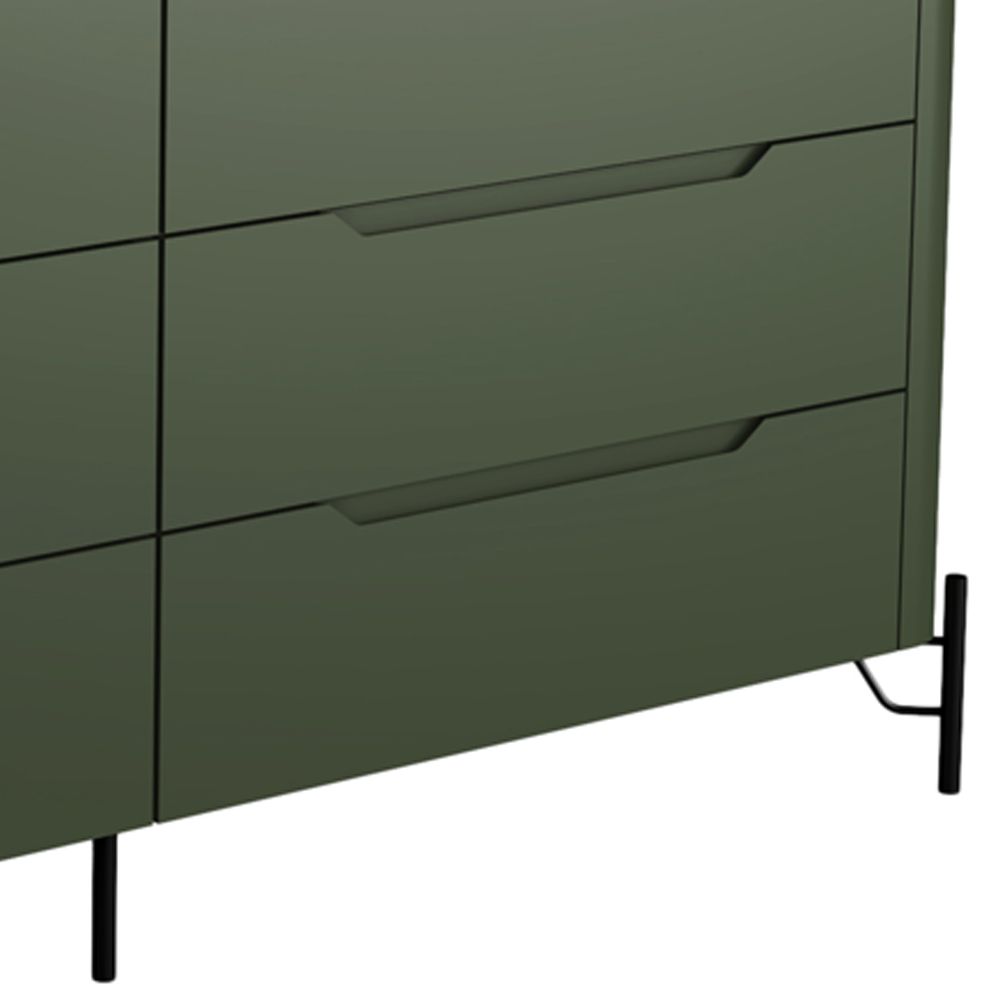 Cômoda Para Quarto Closet Orgânica 6 Gavetas Pés Industrial Preto Bliss I03 Musgo - Lyam Decor