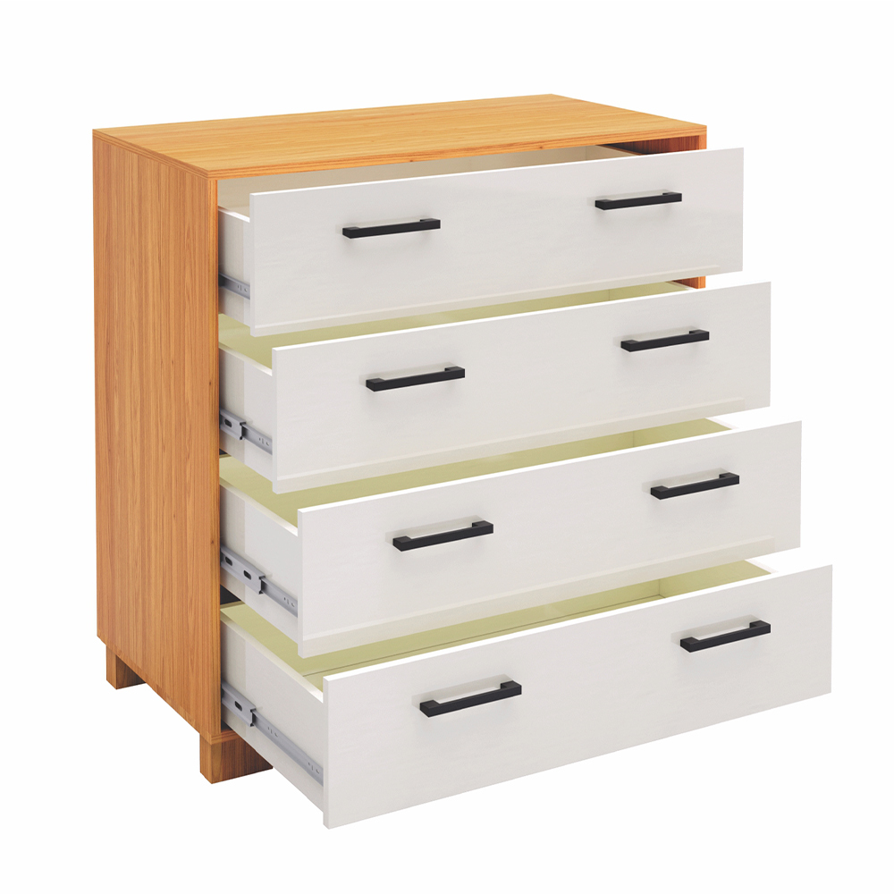 Cômoda com 04 Gavetas Essence D03 Freijó Off White Brilho - Lyam Decor