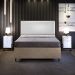 Cabeceira Box Casal Com Tachas 140 cm Vicenza L02 Facto Cinza Metalizado - Lyam Decor