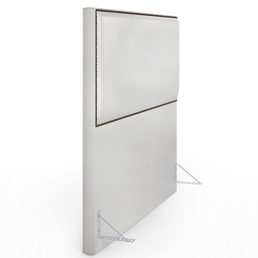 Cabeceira Box Casal Com Tachas 140 cm Vicenza L02 Facto Cinza Metalizado - Lyam Decor