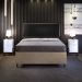 Cabeceira Box Casal Com Tachas 140 cm Vicenza L02 Facto Preto Metalizado - Lyam Decor