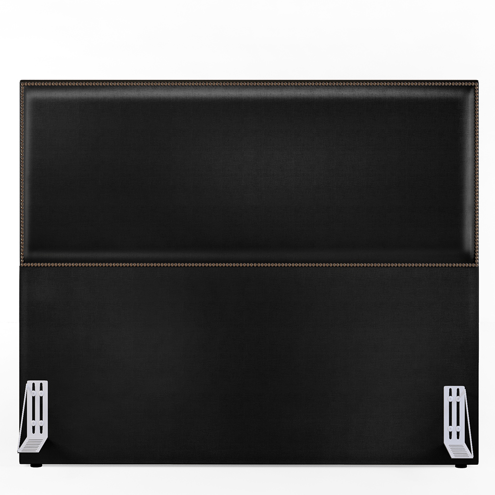 Cabeceira Box Casal Com Tachas 140 cm Vicenza L02 Facto Preto Metalizado - Lyam Decor