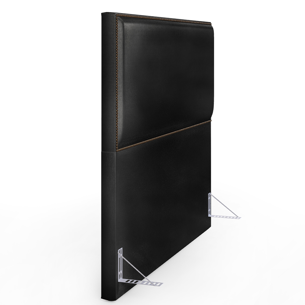 Cabeceira Box Casal Com Tachas 140 cm Vicenza L02 Facto Preto Metalizado - Lyam Decor