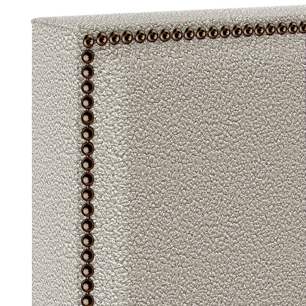 Cabeceira Box Casal Com Tachas 160 cm Vicenza L02 Bouclê Creme - Lyam Decor