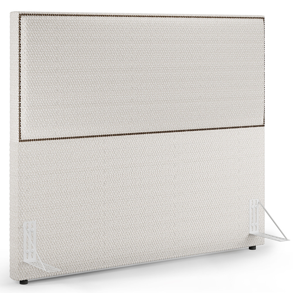 Cabeceira Box Casal Com Tachas 160 cm Vicenza L02 Bouclê Cru - Lyam Decor
