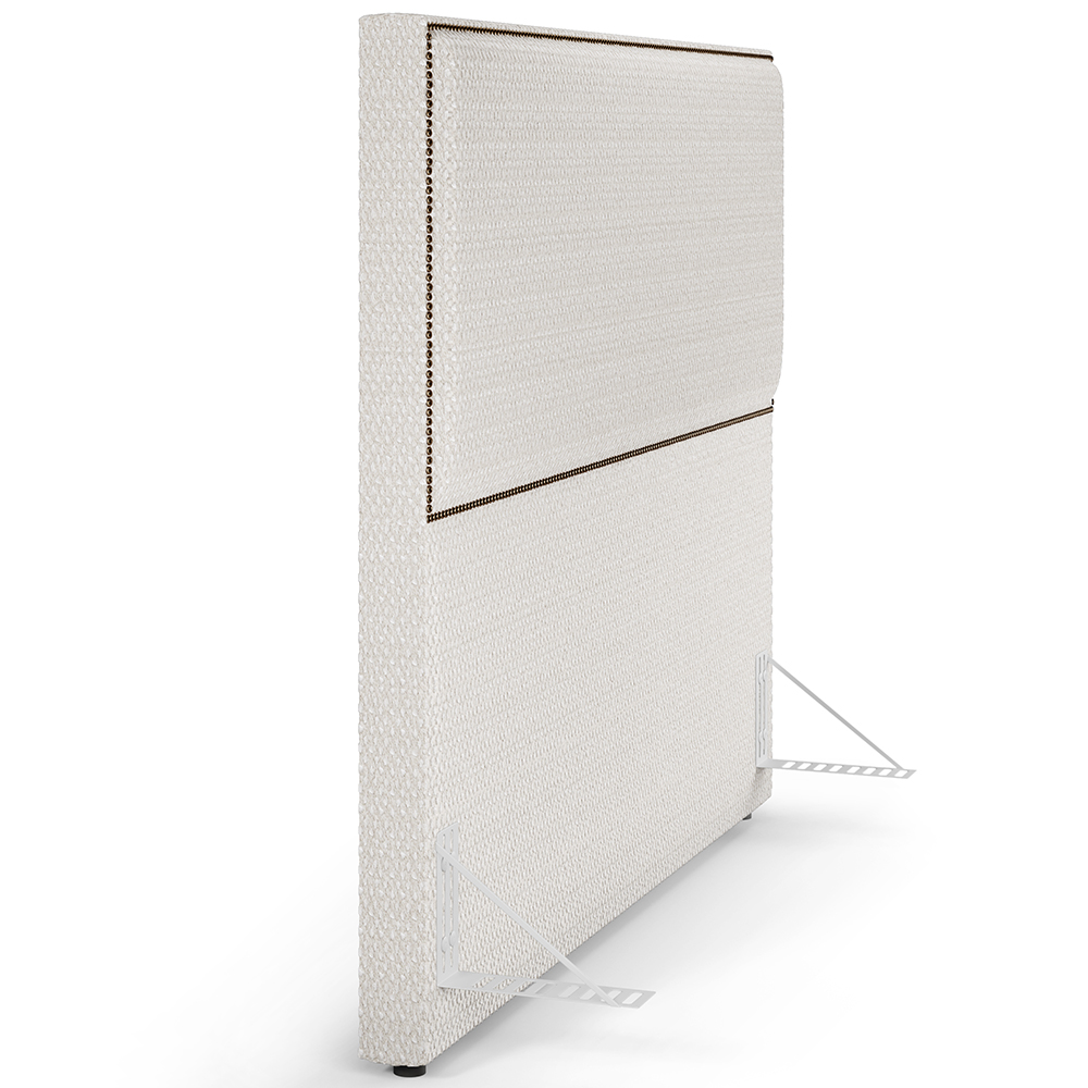 Cabeceira Box Casal Com Tachas 160 cm Vicenza L02 Bouclê Cru - Lyam Decor