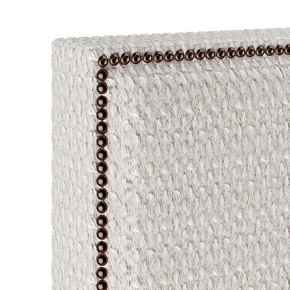 Cabeceira Box Casal Com Tachas 160 cm Vicenza L02 Bouclê Cru - Lyam Decor