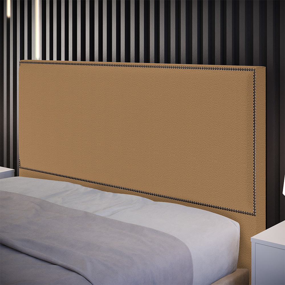 Cabeceira Box Casal Com Tachas 160 cm Vicenza L02 Bouclê Mostarda - Lyam Decor