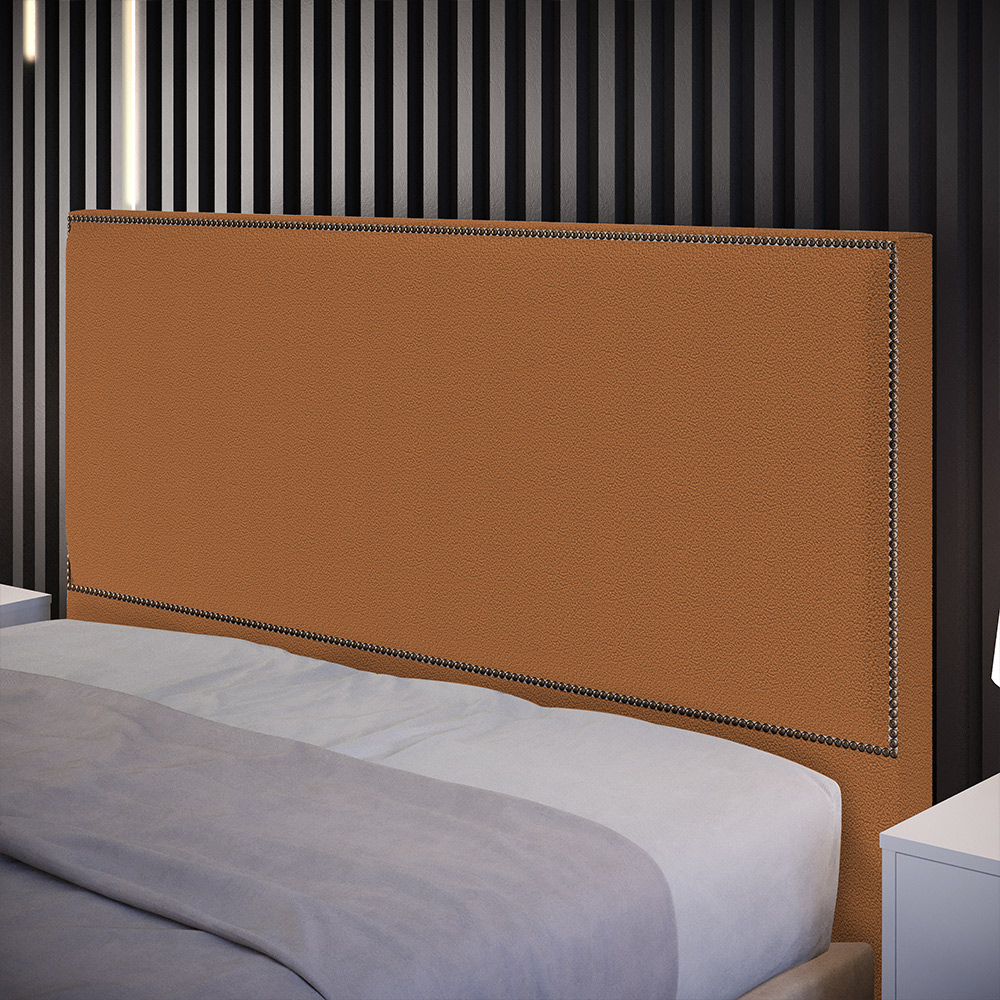 Cabeceira Box Casal Com Tachas 160 cm Vicenza L02 Bouclê Terracota - Lyam Decor