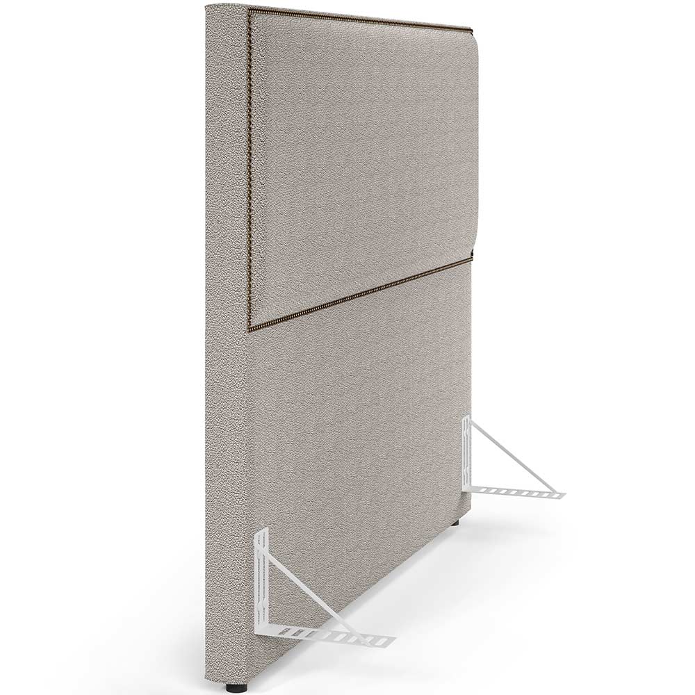 Cabeceira Box Casal King Com Tachas 195 cm Vicenza L02 Bouclê Bege - Lyam Decor