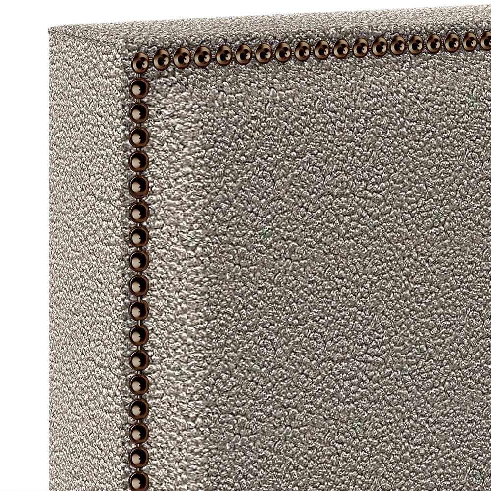 Cabeceira Box Casal King Com Tachas 195 cm Vicenza L02 Bouclê Bege - Lyam Decor