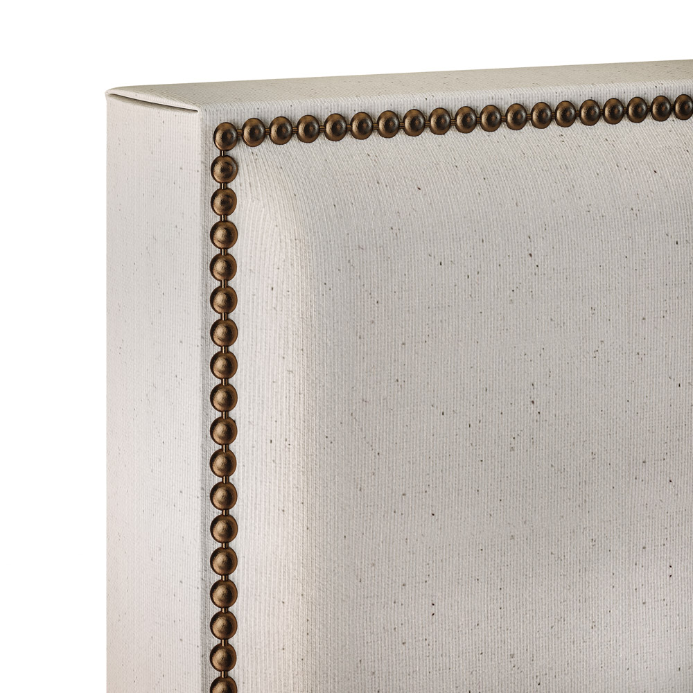 Cabeceira Box Casal King Com Tachas 195 cm Vicenza L02 Linho Cru - Lyam Decor