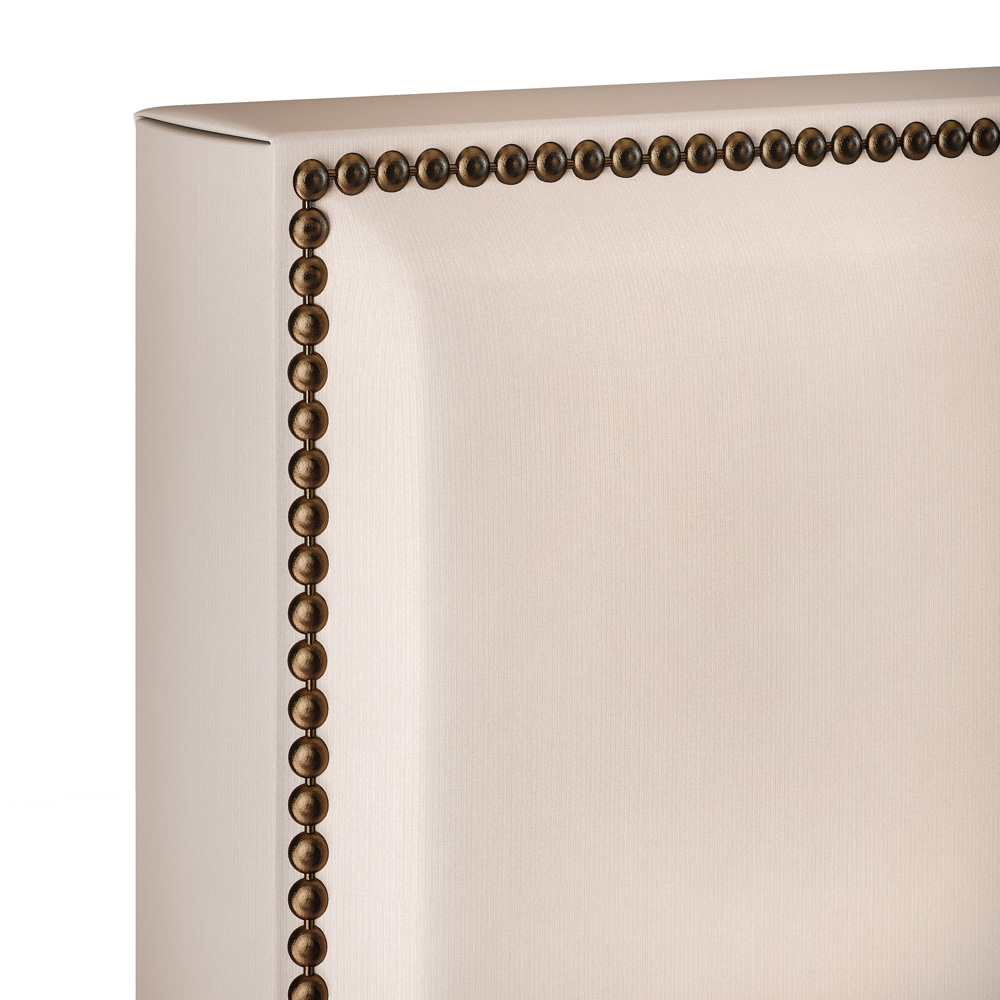 Cabeceira Box Casal King Com Tachas 195 cm Vicenza L02 Suede Bege - Lyam Decor
