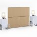 Cabeceira Box King Vicenza 195 Linho Bege Escuro L02 E 2 Mesas De Cabeceira Work Branco - Lyam Decor