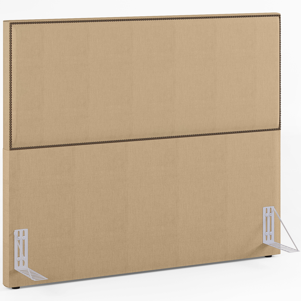 Cabeceira Box King Vicenza 195 Linho Bege Escuro L02 E 2 Mesas De Cabeceira Work Branco - Lyam Decor