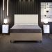 Cabeceira Box King Vicenza 195 Linho Champagne L02 E 2 Mesas De Cabeceira Work Branco - Lyam Decor