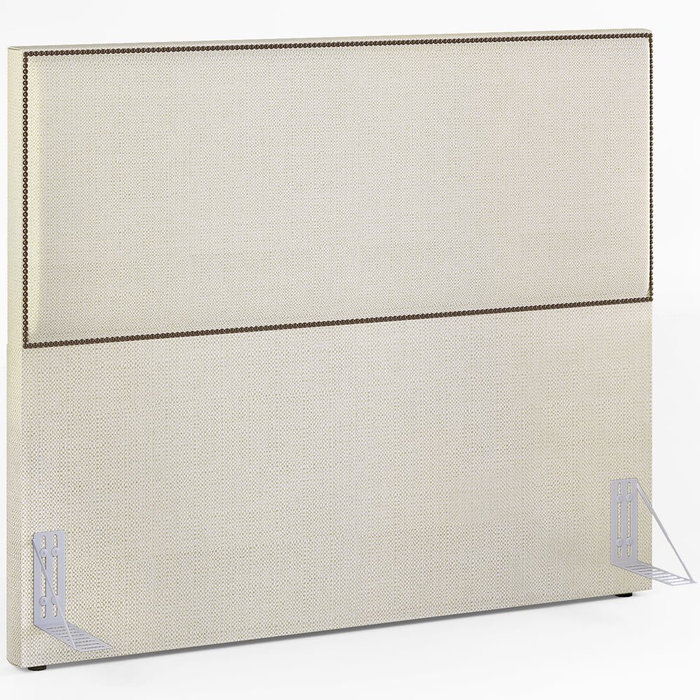 Cabeceira Box King Vicenza 195 Linho Champagne L02 E 2 Mesas De Cabeceira Work Branco - Lyam Decor