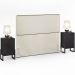 Cabeceira Box King Vicenza 195 Linho Champagne L02 E 2 Mesas De Cabeceira Work Preto - Lyam Decor