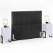 Cabeceira Box King Vicenza 195 Linho Chumbo L02 E 2 Mesas De Cabeceira Work Branco - Lyam Decor