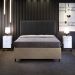 Cabeceira Box King Vicenza 195 Linho Chumbo L02 E 2 Mesas De Cabeceira Work Branco - Lyam Decor