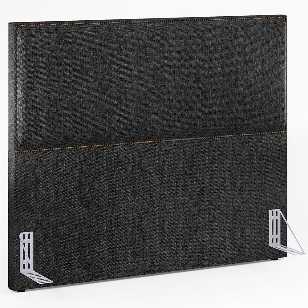 Cabeceira Box King Vicenza 195 Linho Chumbo L02 E 2 Mesas De Cabeceira Work Branco - Lyam Decor
