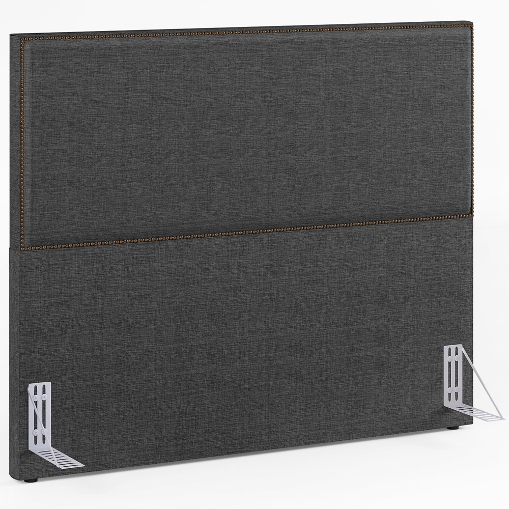 Cabeceira Box King Vicenza 195 Linho Cinza Escuro L02 2 Mesas De Cabeceira Work Branco - Lyam Decor