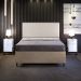 Cabeceira Box King Vicenza 195 Linho Cru L02 E 2 Mesas De Cabeceira Work Branco - Lyam Decor