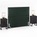 Cabeceira Box King Vicenza 195 Linho Verde Musgo L02 E 2 Mesas De Cabeceira Work Preto - Lyam Decor