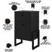 Cabeceira Box King Vicenza 195 Linho Verde Musgo L02 E 2 Mesas De Cabeceira Work Preto - Lyam Decor
