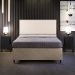 Cabeceira Box King Vicenza 195 Suede Bege L02 E 2 Mesas De Cabeceira Work Preto - Lyam Decor