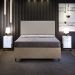Cabeceira Box King Vicenza 195 cm Bouclê Bege L02 Com 02 Mesas De Cabeceira Work Branco - Lyam Decor