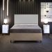 Cabeceira Box King Vicenza 195 cm Bouclê Cinza L02 Com 2 Mesas De Cabeceira Work Branco - Lyam Decor