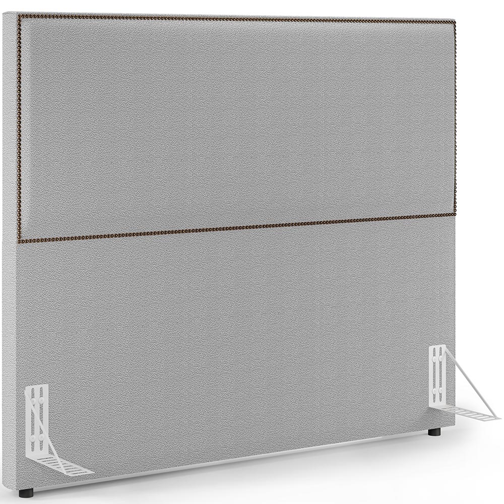 Cabeceira Box King Vicenza 195 cm Bouclê Cinza L02 Com 2 Mesas De Cabeceira Work Branco - Lyam Decor