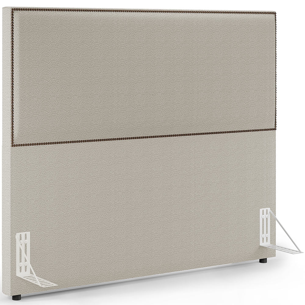 Cabeceira Box King Vicenza 195 cm Bouclê Creme L02 Com 2 Mesas De Cabeceira Work Branco - Lyam Decor