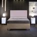 Cabeceira Box King Vicenza 195 cm Bouclê Rosê L02 Com 02 Mesas De Cabeceira Work Branco - Lyam Decor