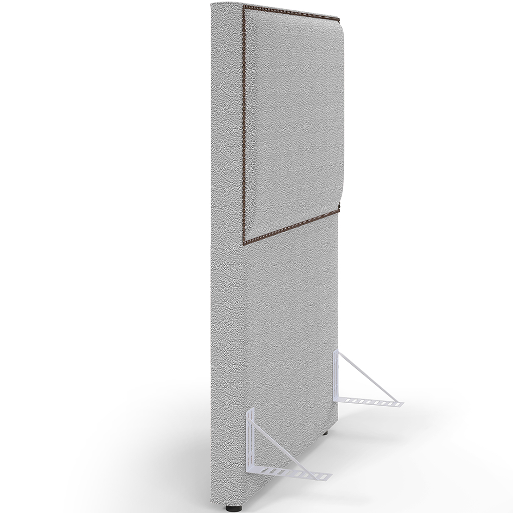 Cabeceira Box Solteiro Com Tachas 100 cm Vicenza L02 Bouclê Cinza - Lyam Decor