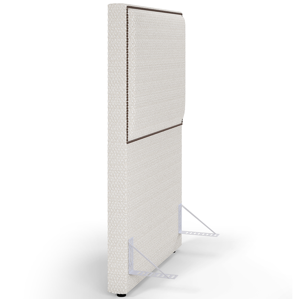Cabeceira Box Solteiro Com Tachas 100 cm Vicenza L02 Bouclê Cru - Lyam Decor