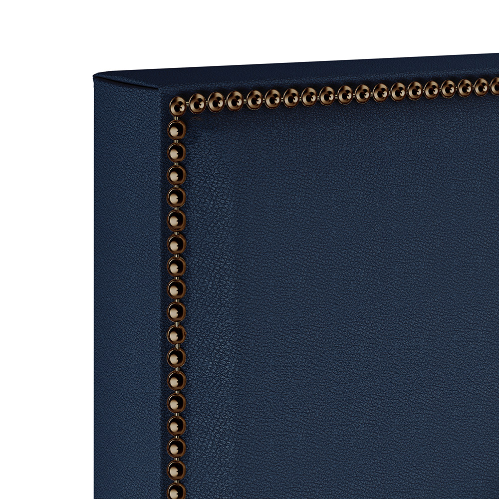 Cabeceira Box Solteiro Com Tachas 100 cm Vicenza L02 Facto Azul Marinho - Lyam Decor
