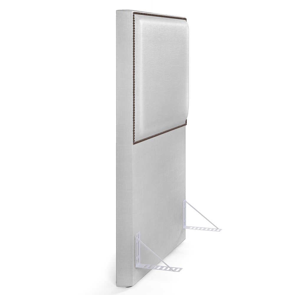 Cabeceira Box Solteiro Com Tachas 100 cm Vicenza L02 Facto Cinza Metalizado - Lyam Decor