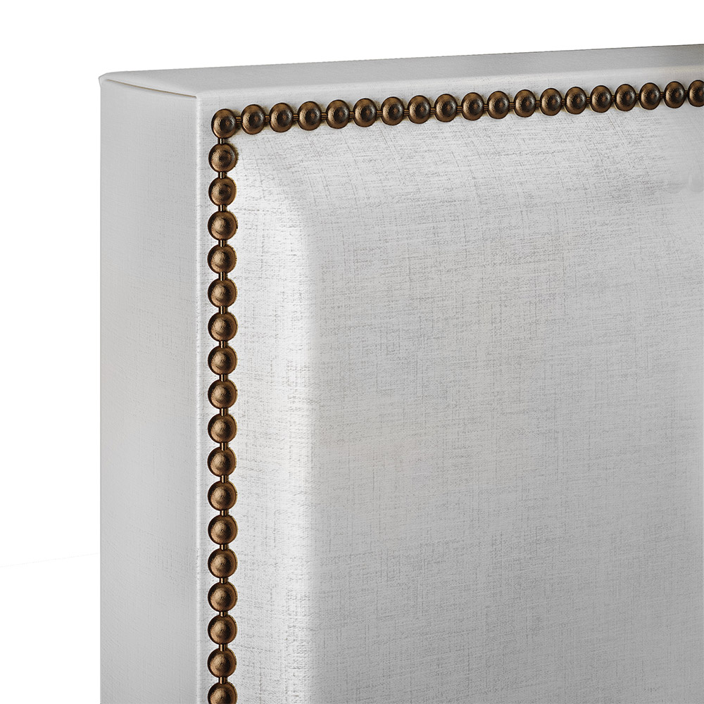 Cabeceira Box Solteiro Com Tachas 100 cm Vicenza L02 Facto Cinza Metalizado - Lyam Decor