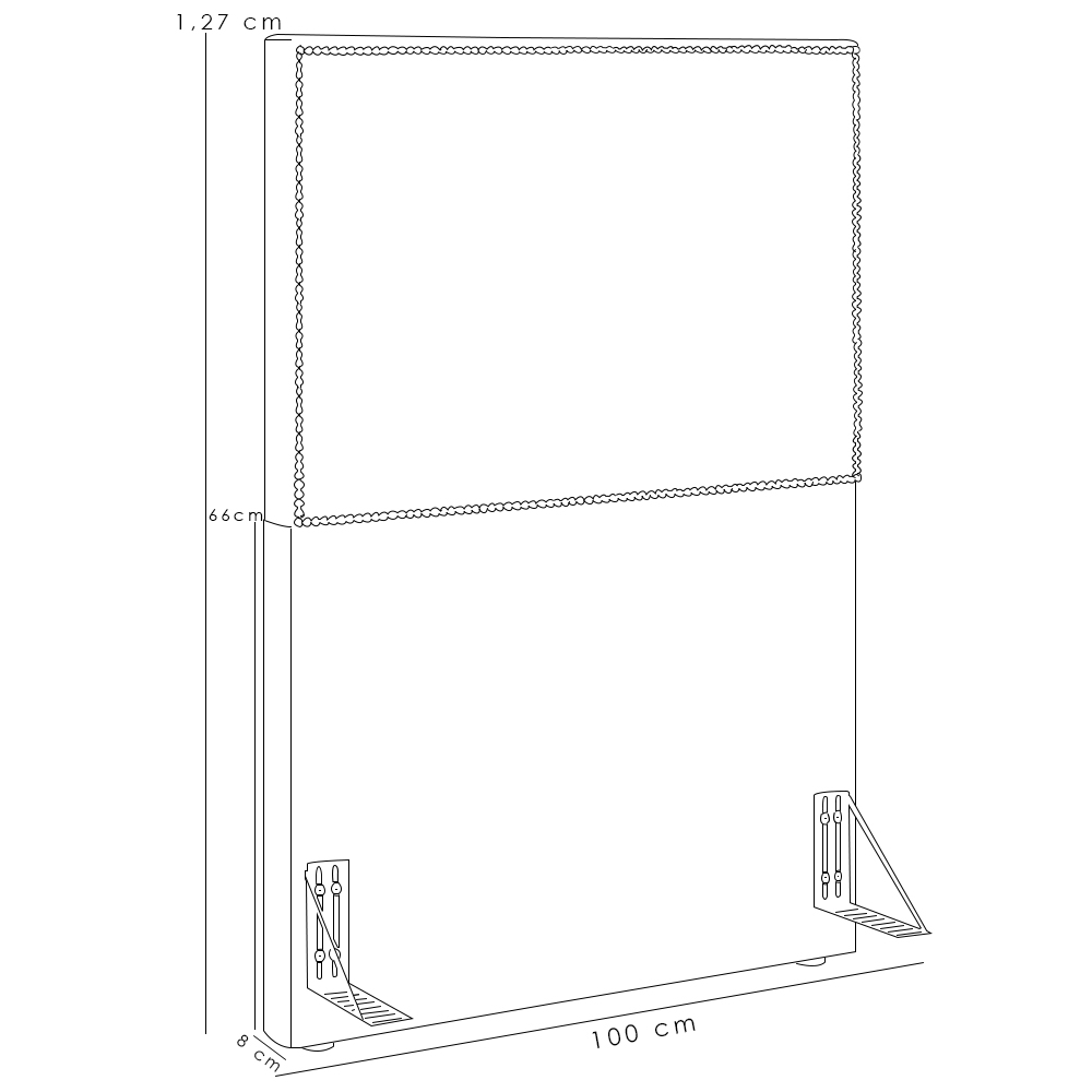 Cabeceira Box Solteiro Com Tachas 100 cm Vicenza L02 Facto Pérola Metalizado - Lyam Decor