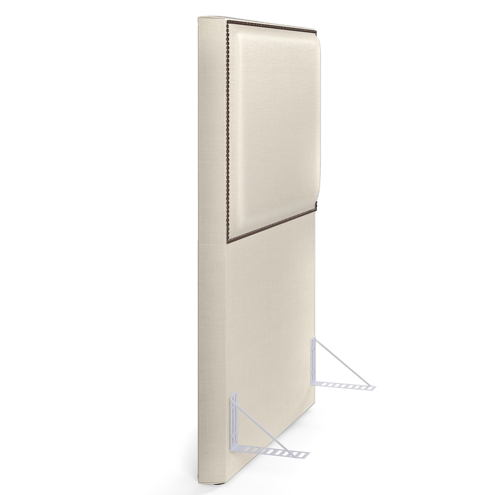 Cabeceira Box Solteiro Com Tachas 100 cm Vicenza L02 Facto Pérola Metalizado - Lyam Decor