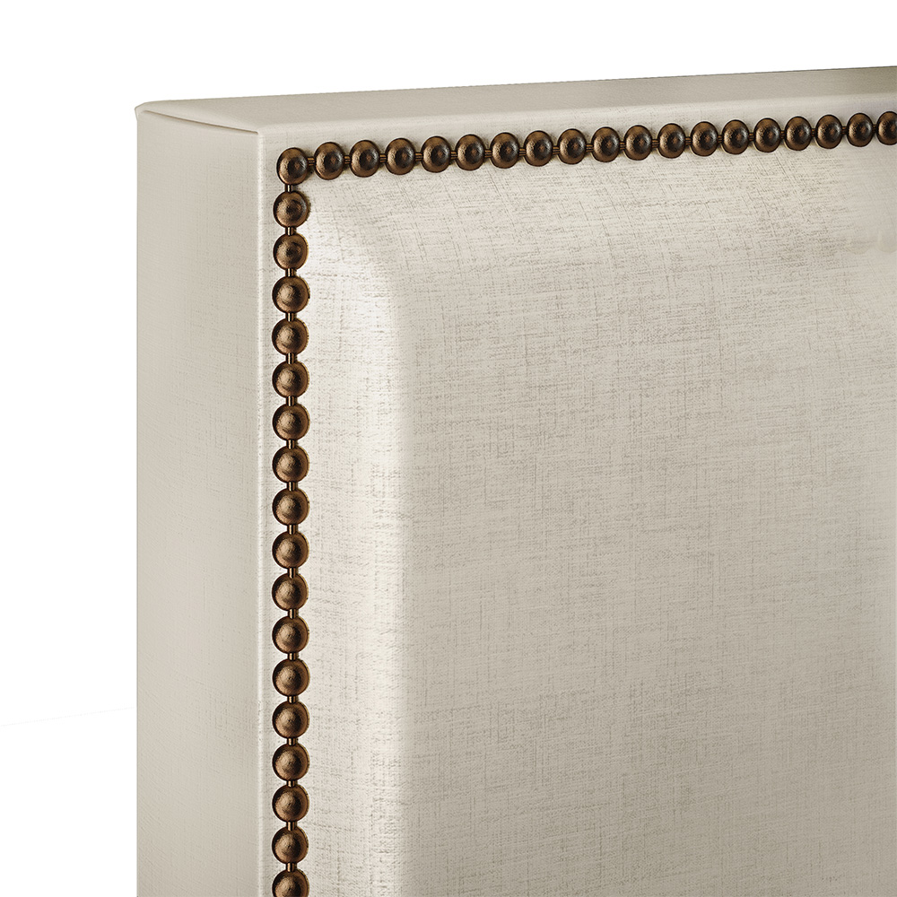 Cabeceira Box Solteiro Com Tachas 100 cm Vicenza L02 Facto Pérola Metalizado - Lyam Decor