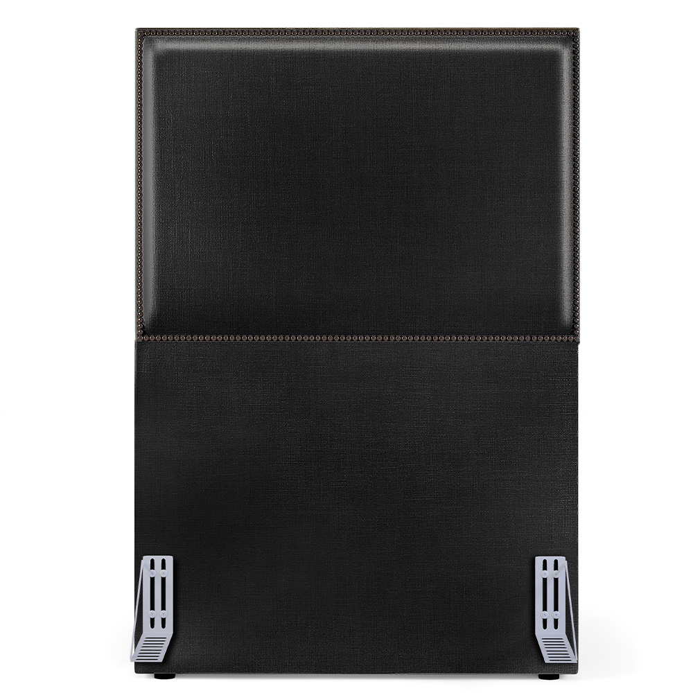 Cabeceira Box Solteiro Com Tachas 100 cm Vicenza L02 Facto Preto Metalizado - Lyam Decor