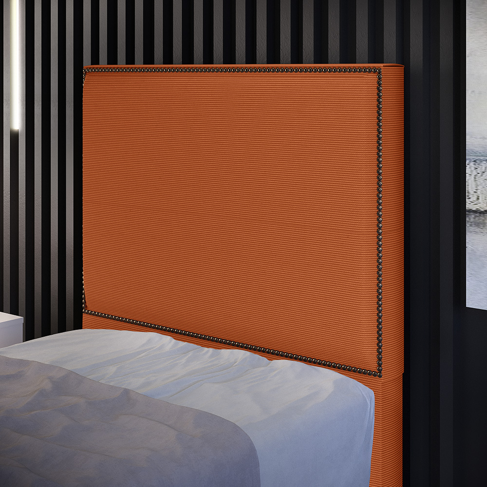 Cabeceira Box Solteiro Com Tachas 100 cm Vicenza L02 Tecido Terracota - Lyam Decor