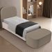 Cabeceira Cama Box 100cm Lanna com Puff Recamier Doha W01 Bouclê Bege - Lyam Decor