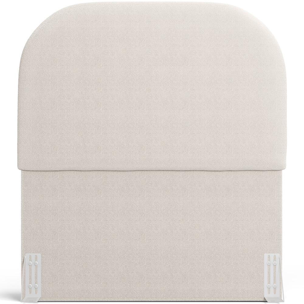 Cabeceira Cama Box 100cm Lanna com Puff Recamier Doha W01 Bouclê Creme - Lyam Decor