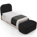 Cabeceira Cama Box 100cm Lanna com Puff Recamier Doha W01 Bouclê Preto - Lyam Decor