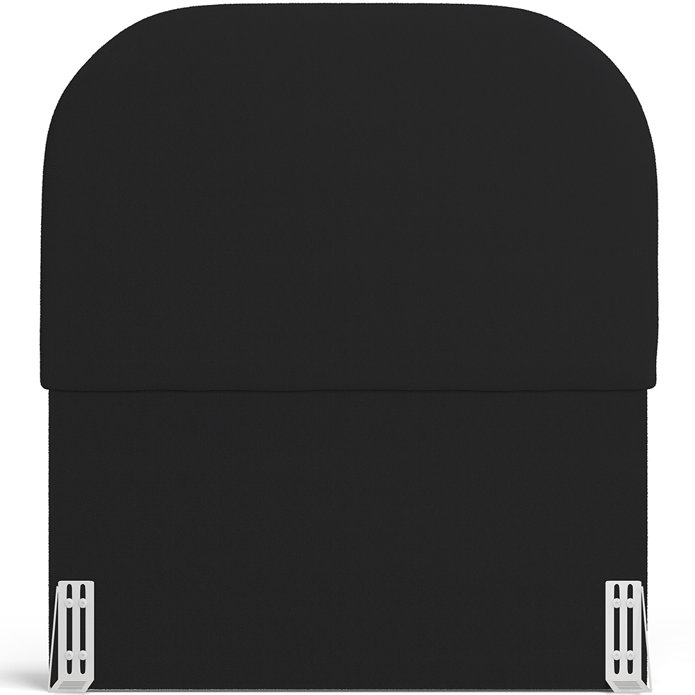 Cabeceira Cama Box 100cm Lanna com Puff Recamier Doha W01 Bouclê Preto - Lyam Decor